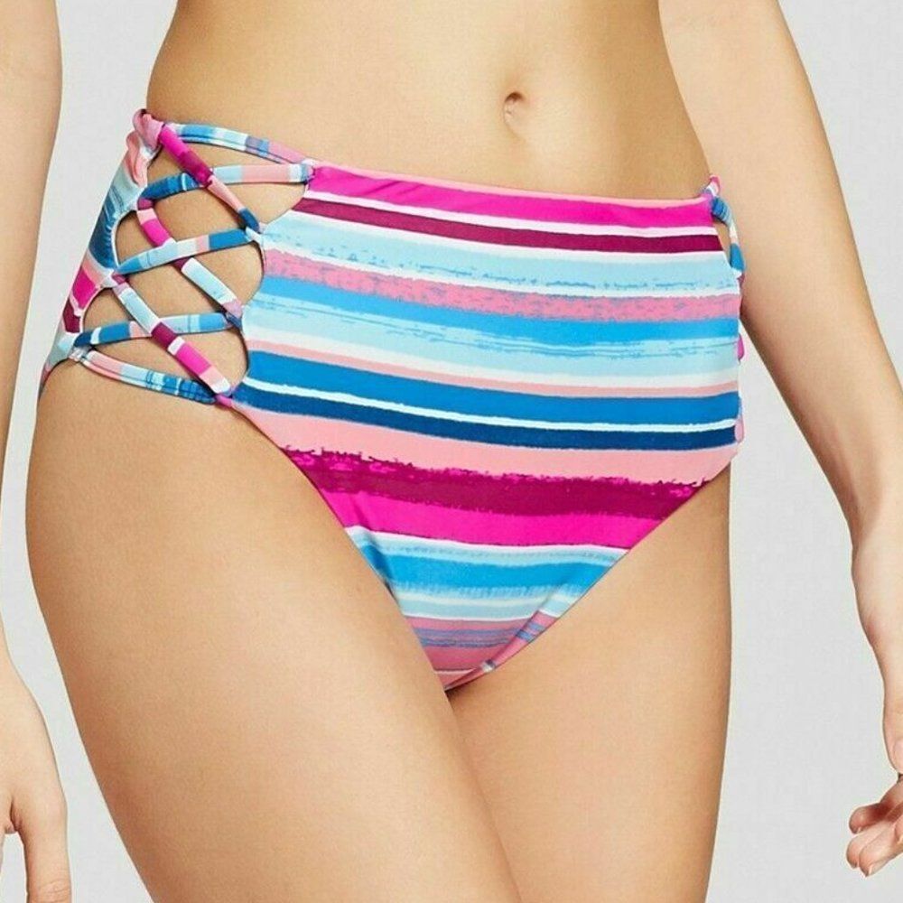 Vanilla Beach  Lace Up High Waist Cheeky Bikini Bottom